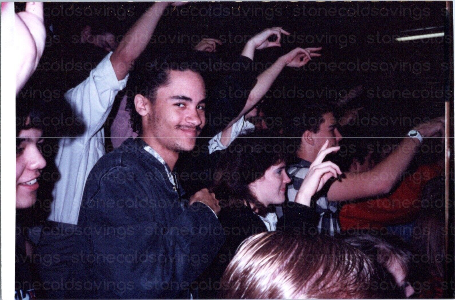 VTG 1980S FOUND PHOTO - AWESOME MAN LOOKS AT CAMERA DURING PARTY UNIQUE OOAK