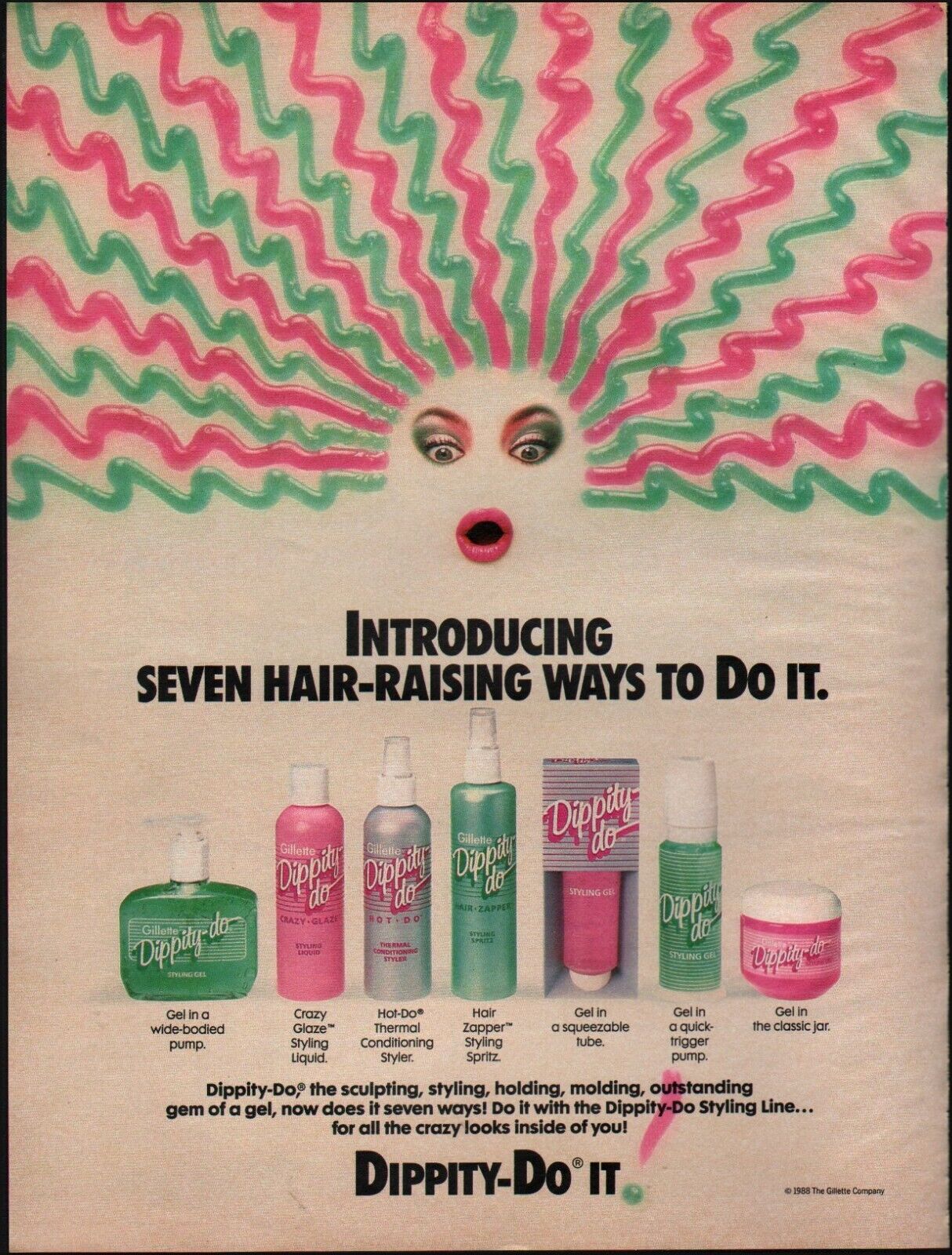 1988 Vintage ad Dippity-Do retro styling gel Hair care Product    07/14/23