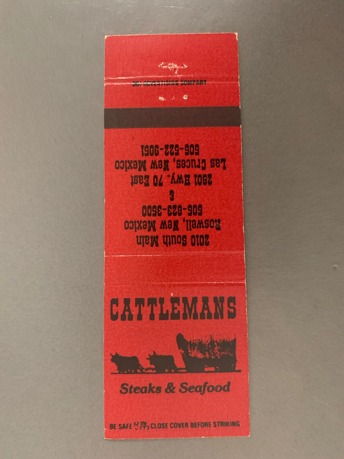Vintage 1970s-1980s Cattlemans Restaurant Roswell New Mexico Matchbook Cover Vtg