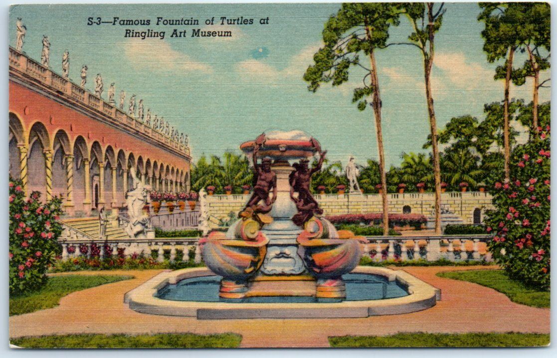 Postcard - Famous Fountain of Turtles at Ringling Art Museum, Sarasota, Florida