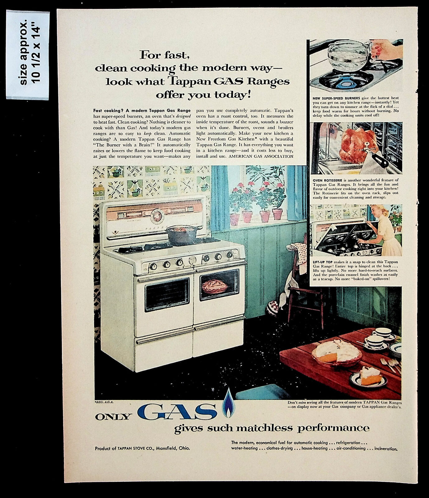 1956 Gas Tappan Ranges Home Kitchen Stove Appliance Vintage Print Ad 37050