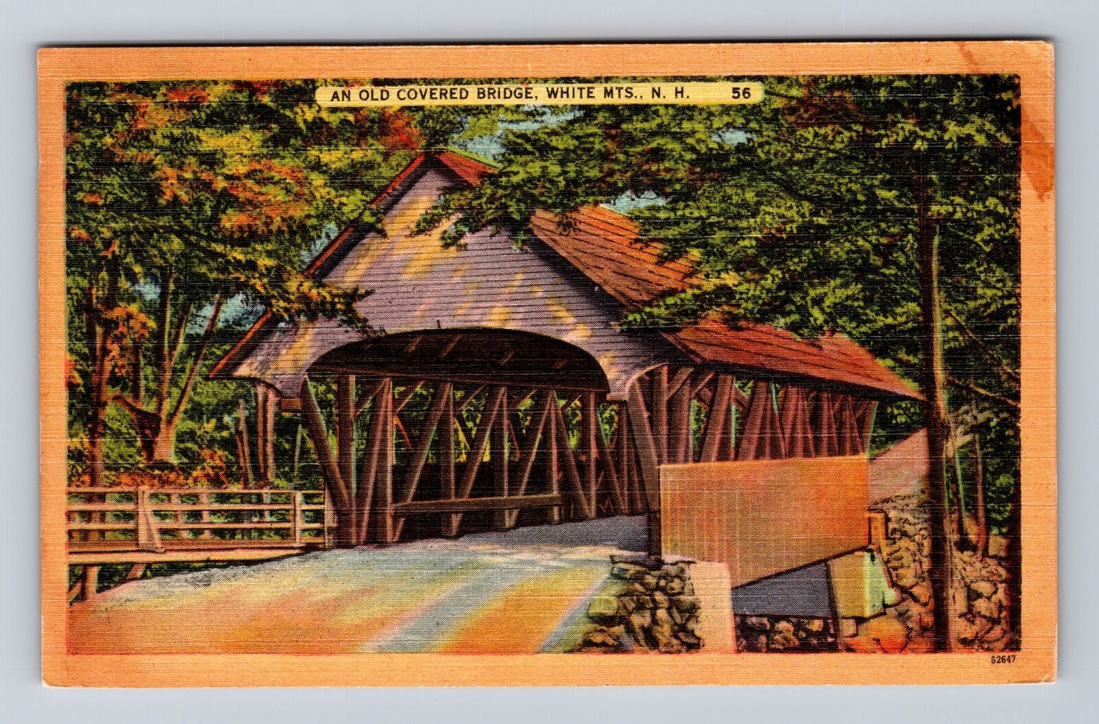 White Mountains NH-New Hampshire, Old Covered Bridge, Antique, Vintage Postcard
