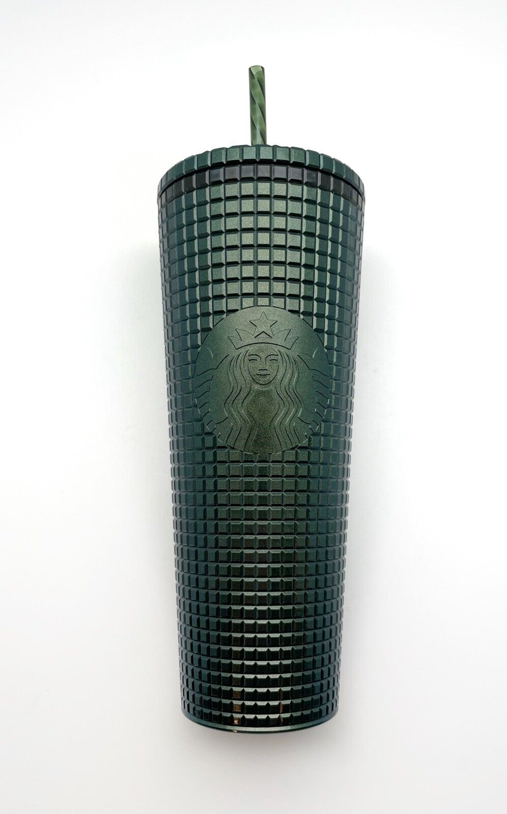 New Starbucks 2021 Winter Holiday Grid Tumbler Cold Cup 24oz, Green Christmas