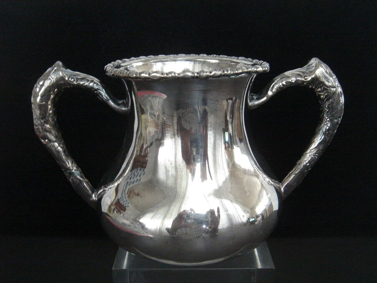 EG Webster & Son Quadruple Silver Plated Waste Bowl Double Handle Made in USA