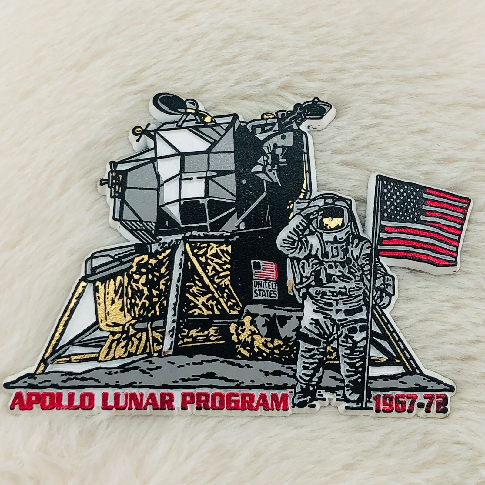 Vtg Apollo Lunar Program Rubber Souvenir Refrigerator Magnet w/ Astronaut