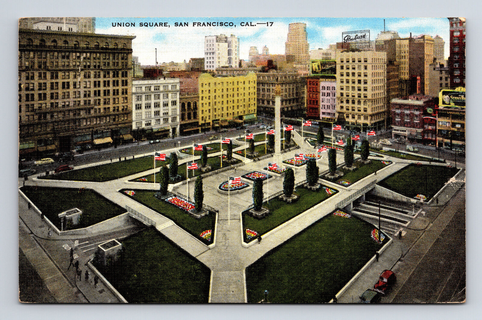 c1954 Union Square San Francisco California CA Postcard