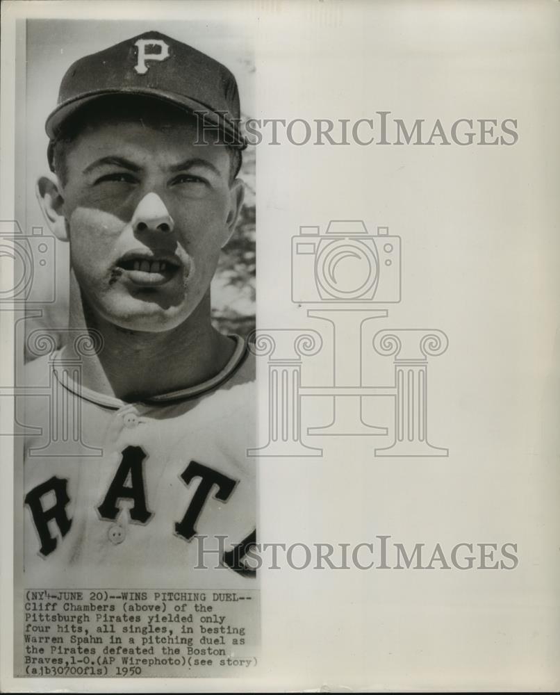 1950 Press Photo Pittsburgh Pirates Cliff Chambers, Baseball Player - nos06055