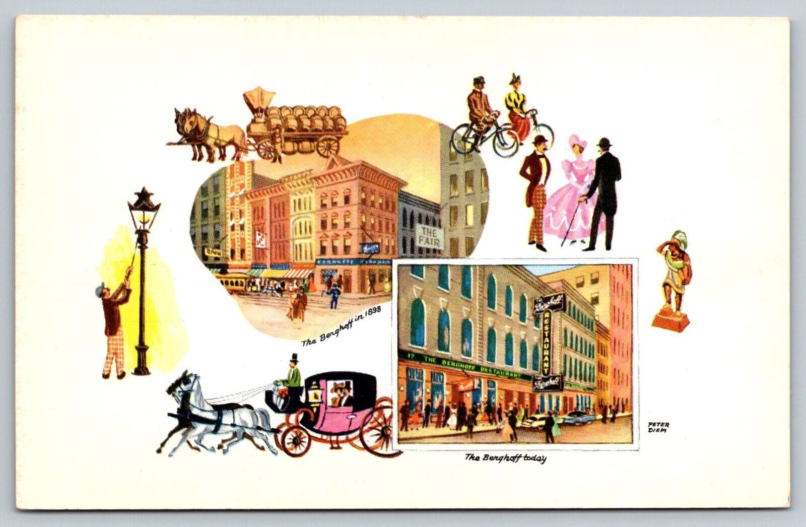 Restaurant postcard Chicago, Illinois IL Berghoff Restaurant Vintage Advertising