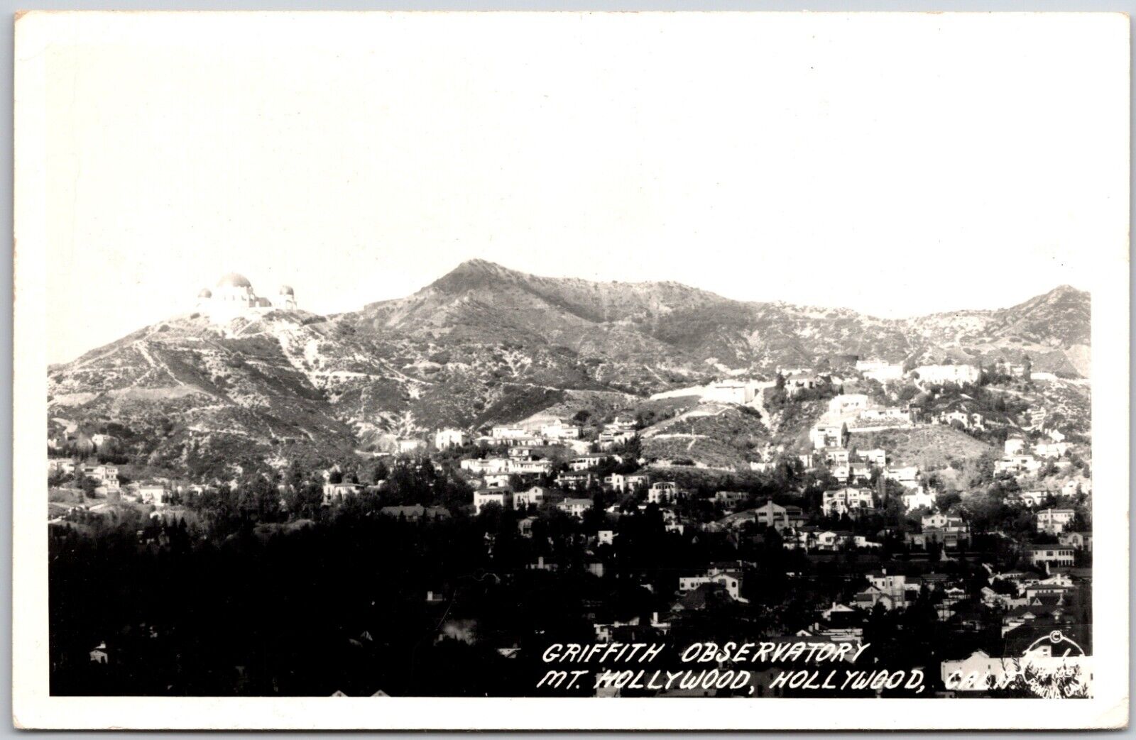 Griffith Observatory Mt Hollywood California RPPC Real Photo Arial View Postcard