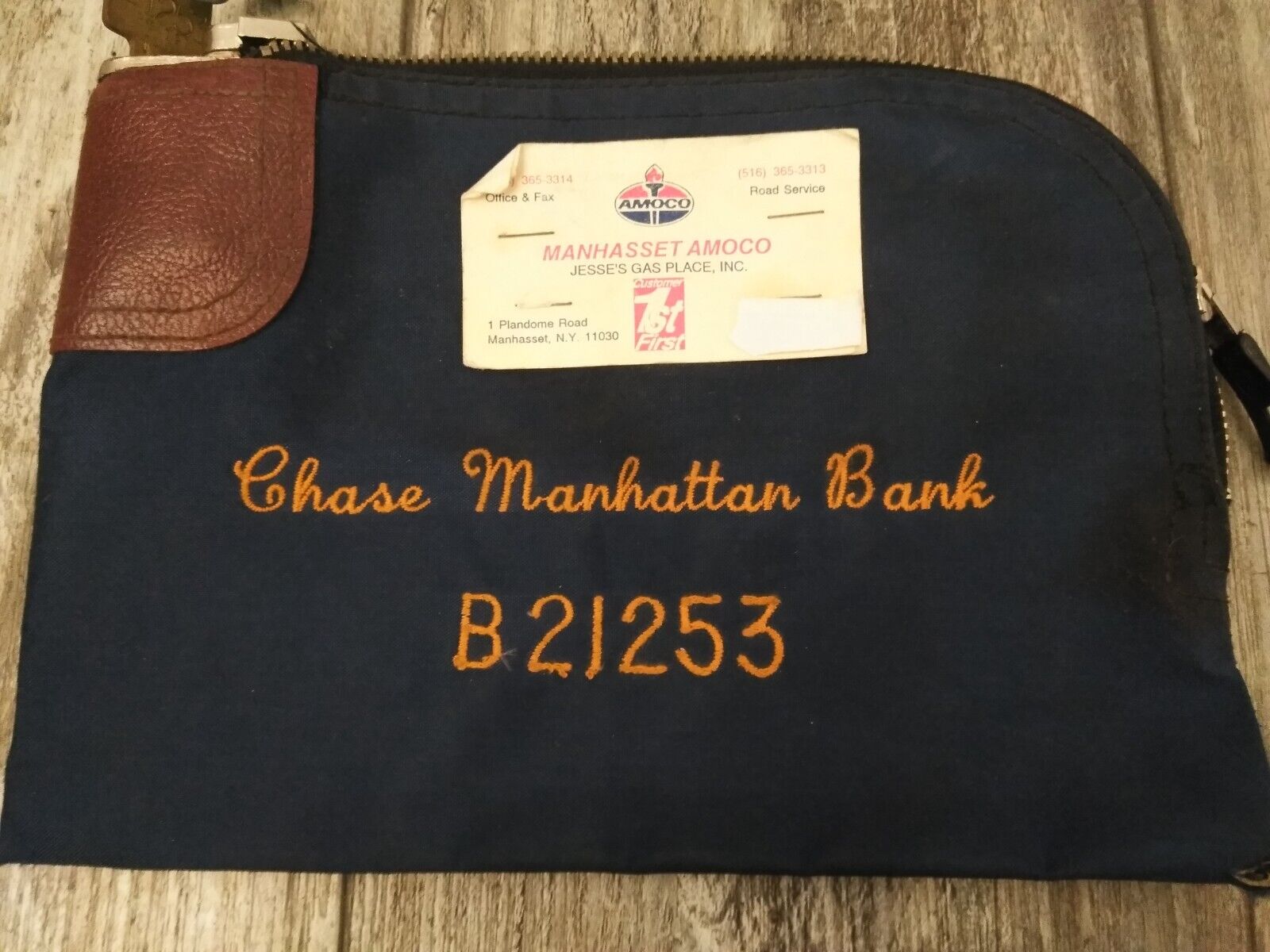 VTG chase Manhattan  Bank Locking Night Deposit Money Bag w/ 1 Key 10\'\'x7\'\'