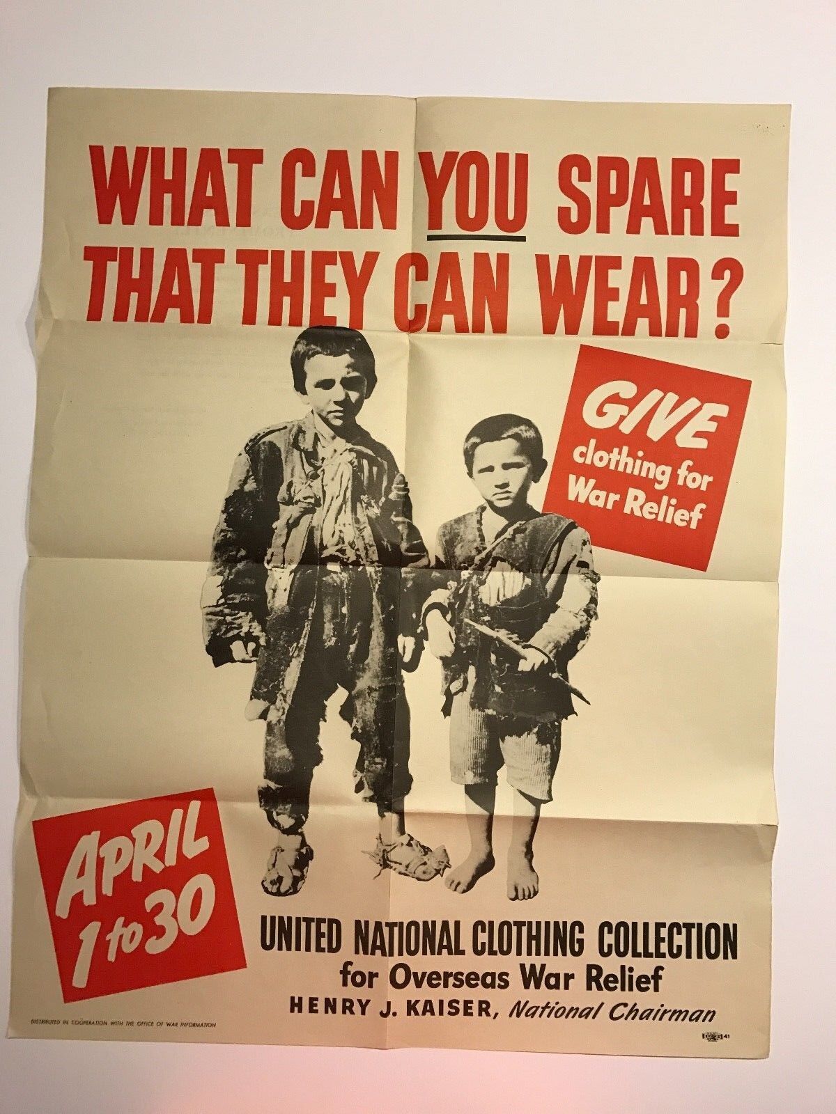 WHAT CAN YOU SPARE THAT THEY CAN WEAR? - WW2 Poster - ORIGINAL