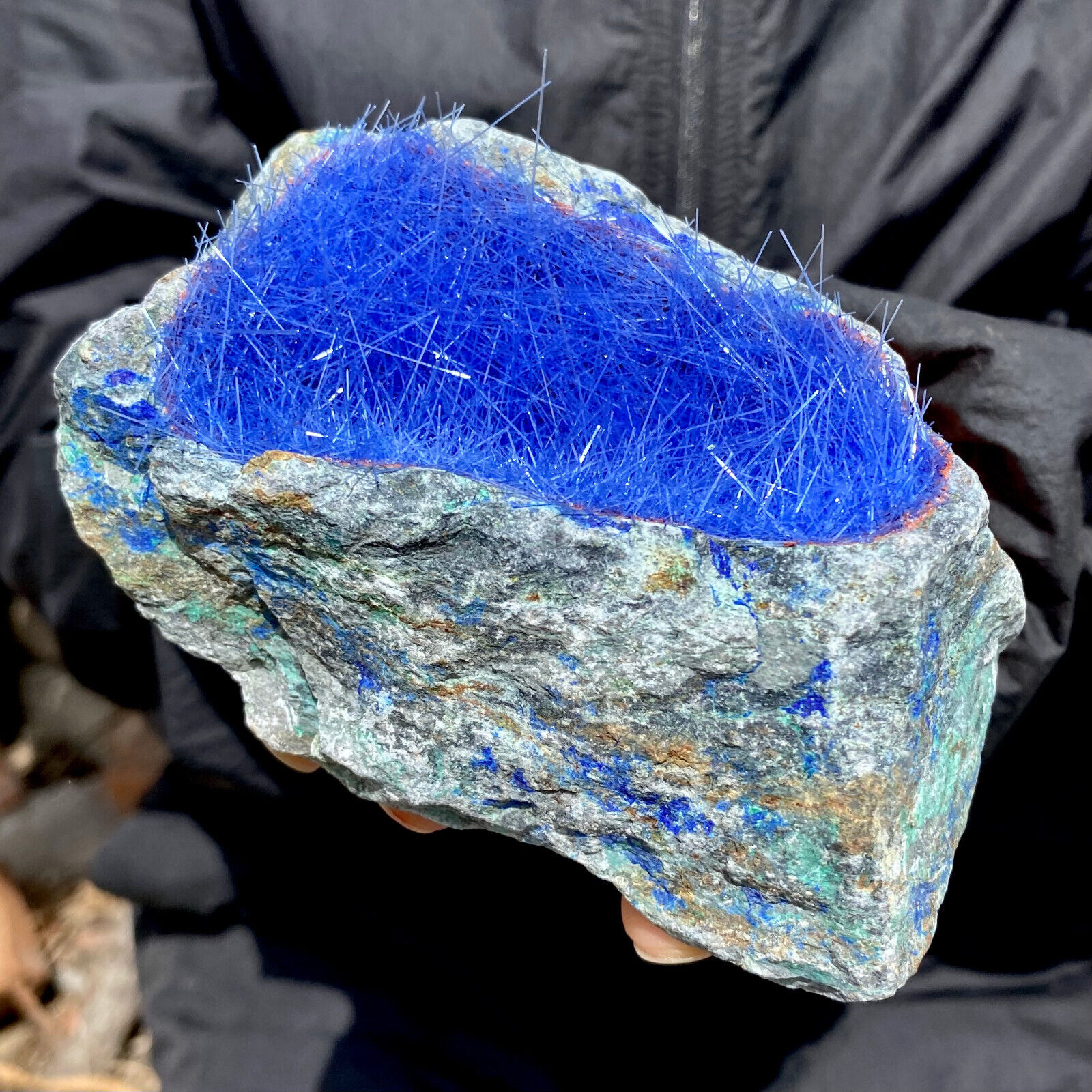450G Rare Malachite Cave Specimens Containing Magnesite Crystal Minerals