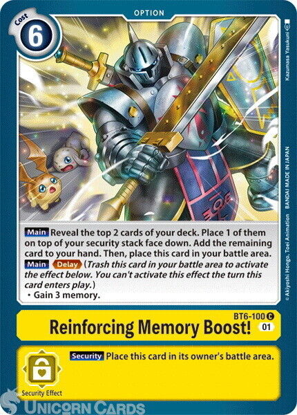 BT6-100 Reinforcing Memory Boost Common Mint Digimon Card