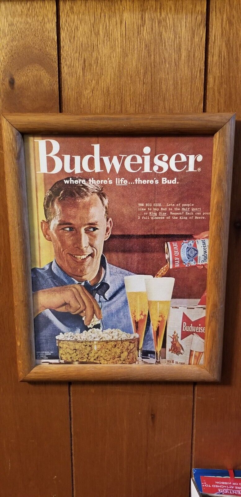1955 Budweiser advertisement. 13x10 Framed. Bar/Man cave Decor 