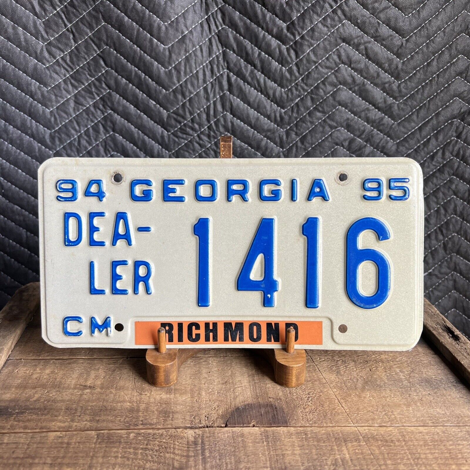 Vintage 1994 1995 Georgia Richmond County CM Dealer License Plate 1416