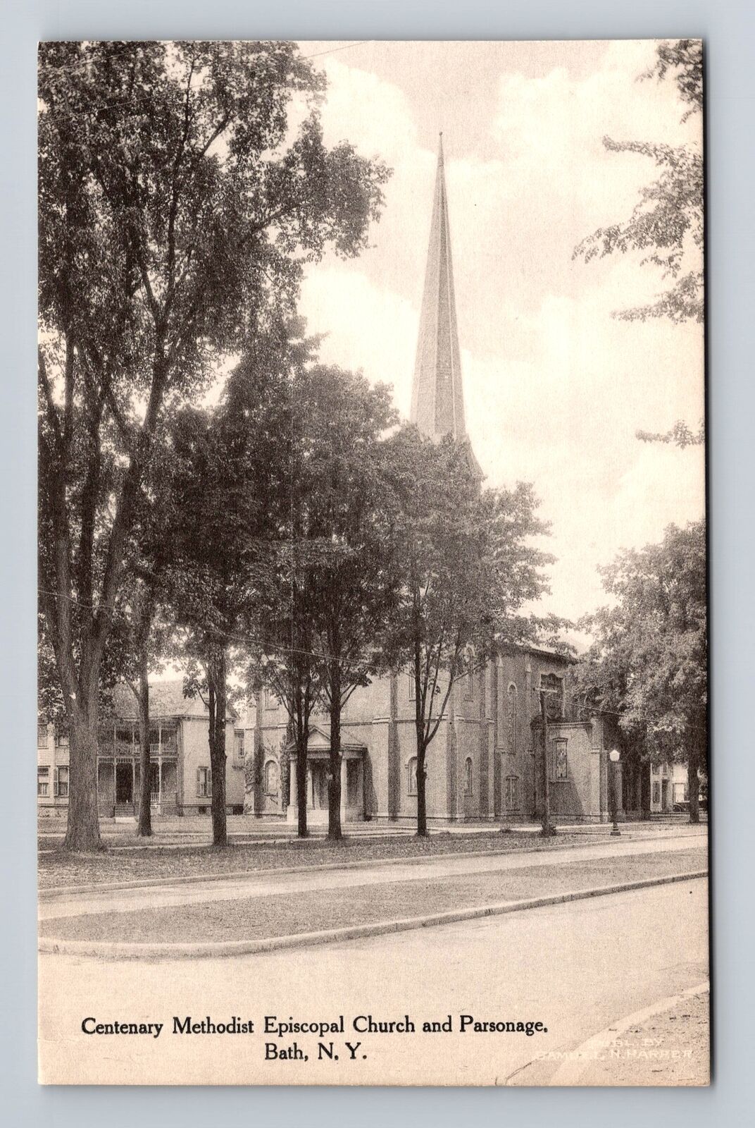 Bath NY-New York, Centenary Methodist Episcopal Church, Vintage Postcard