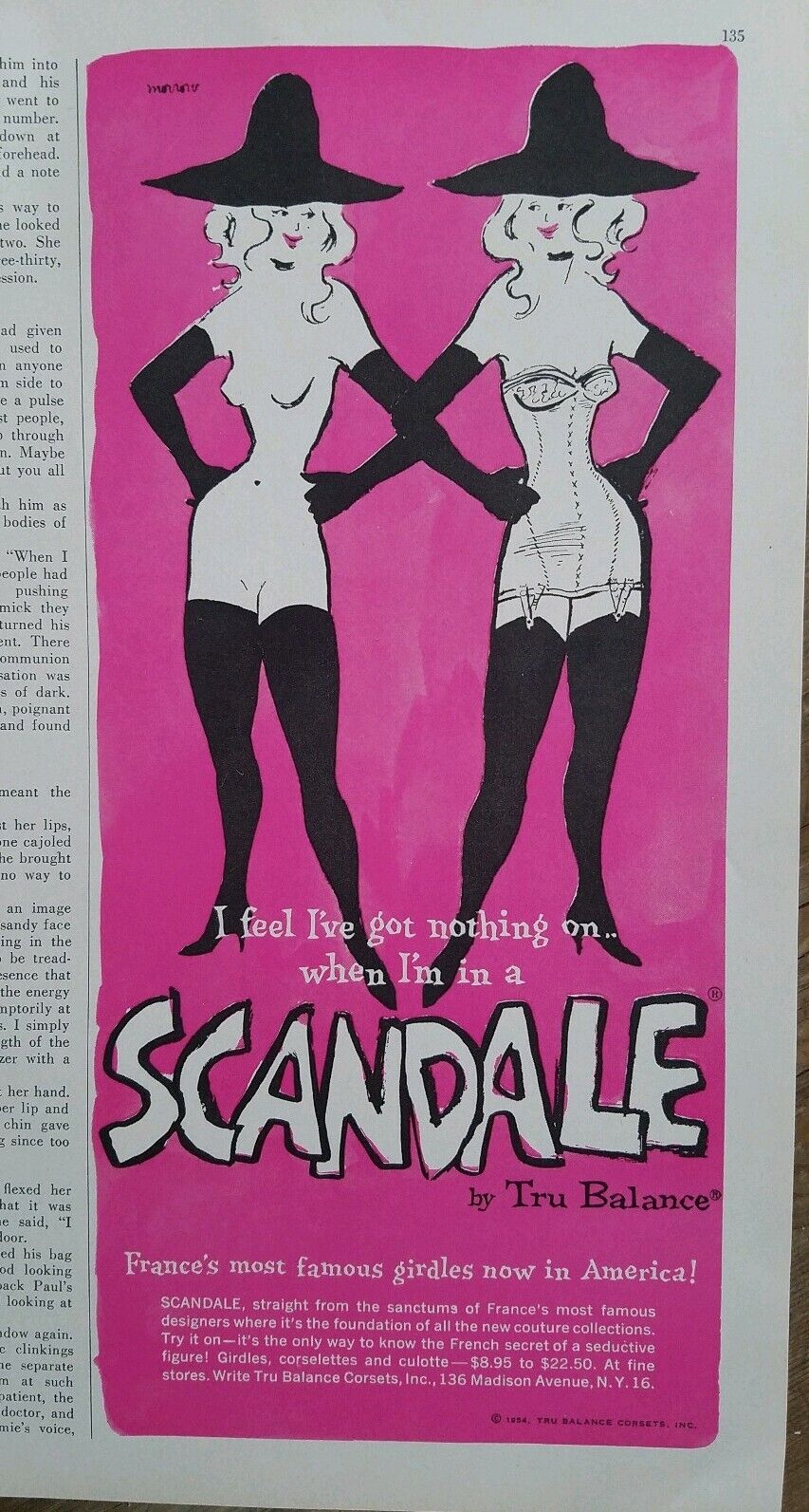 1954 women's Tru Balance Scandale girdle color vintage Morrow art ad