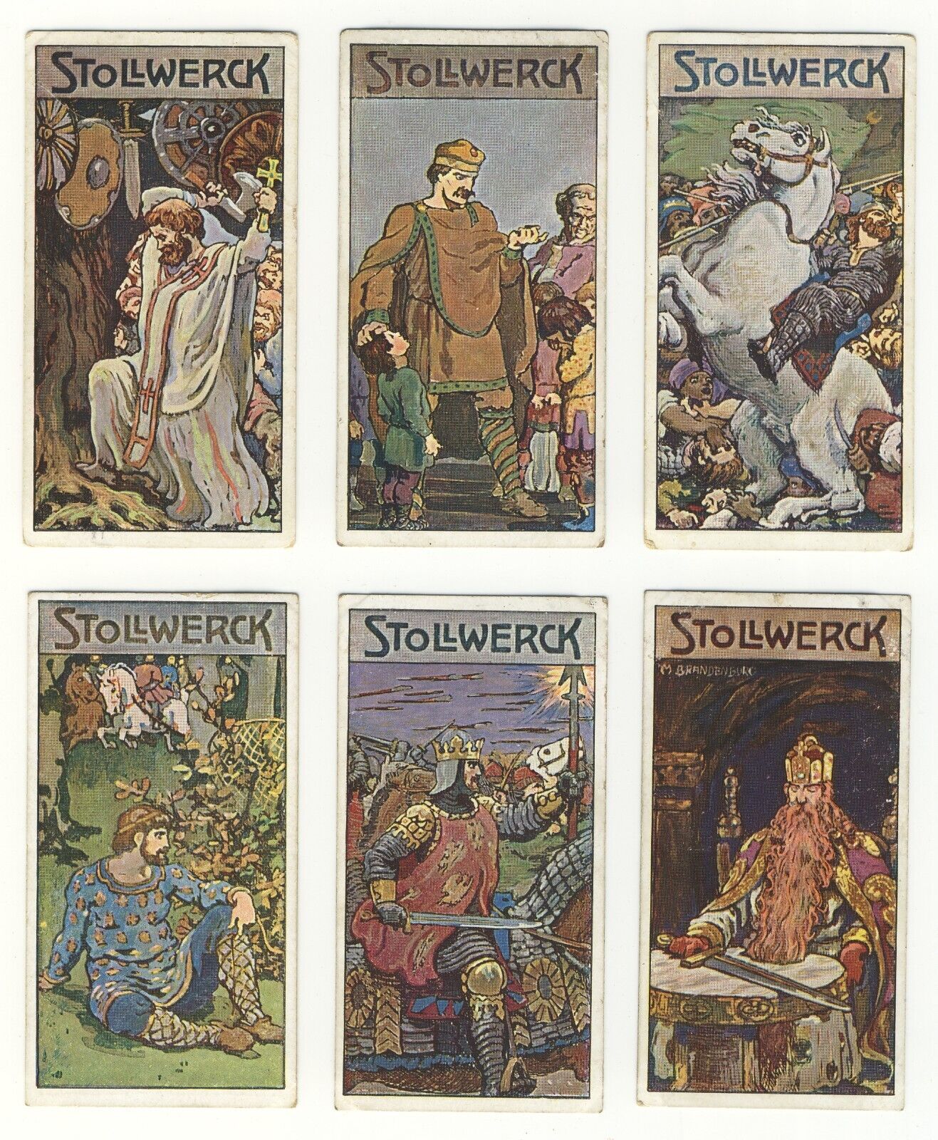 Stollwerck 1908 Group 420 German Heroes Charlemagne Roland Set of 6 VG