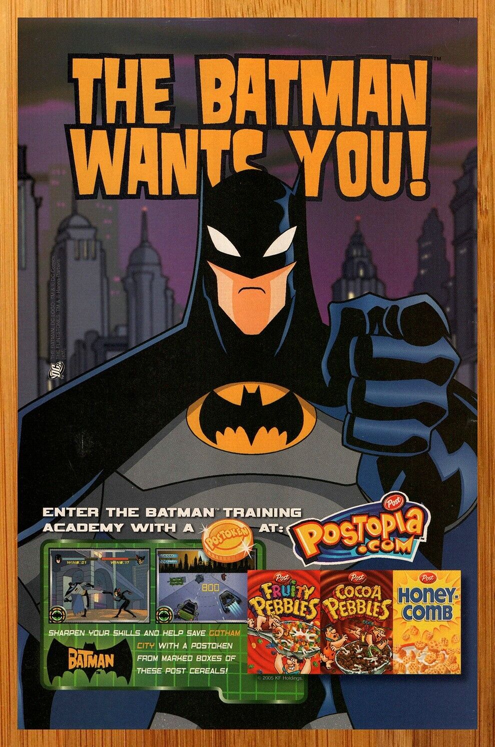 2005 Post Cereal/The Batman Print Ad/Poster Fruity Cocoa Pebbles Honeycomb Art
