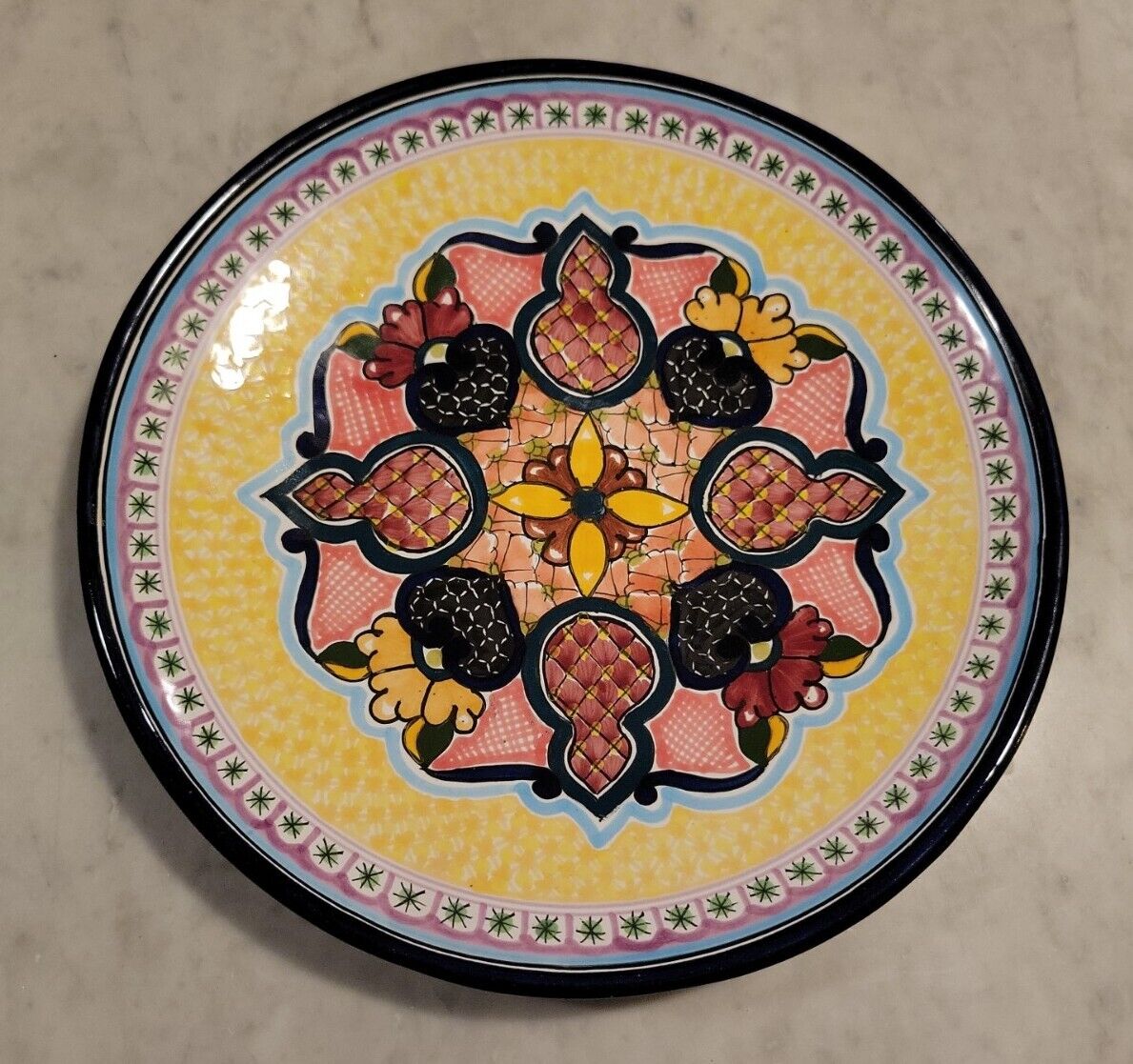 HERNANDEZ Puebla Mexico Talavera Signed Pottery Plate 12” Beautiful Colors
