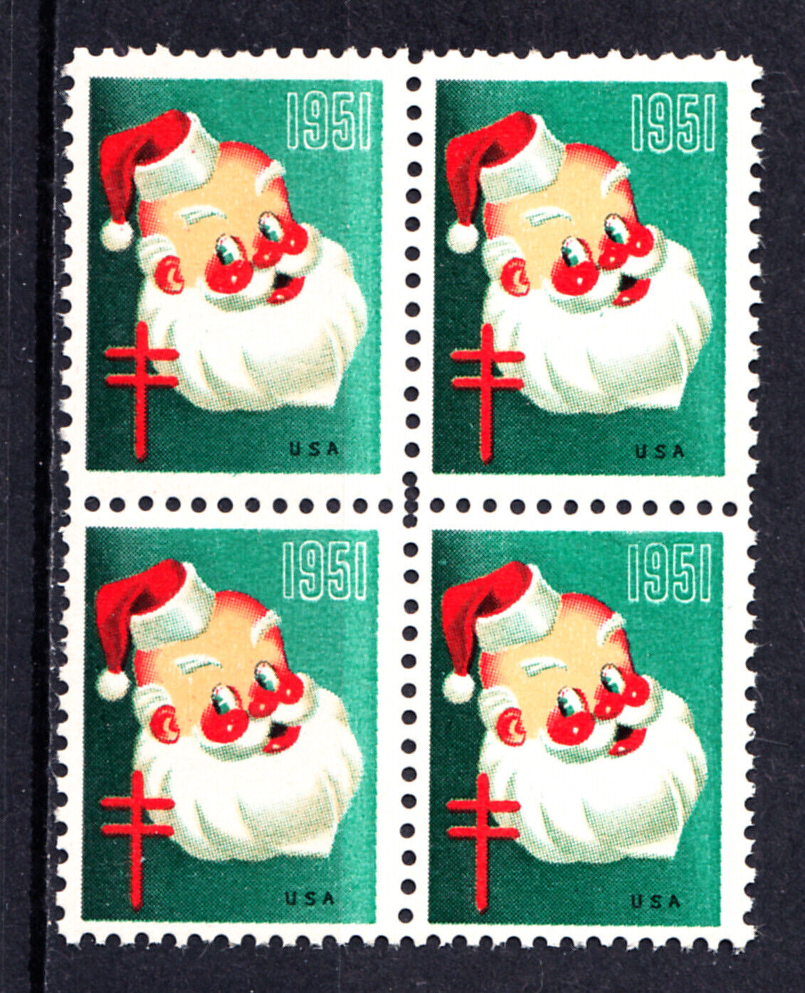 US  STAMPS 1951 CHRISTMAS SEALS BLOCK OF 4 scott # WX155  MNH OG  H1650K