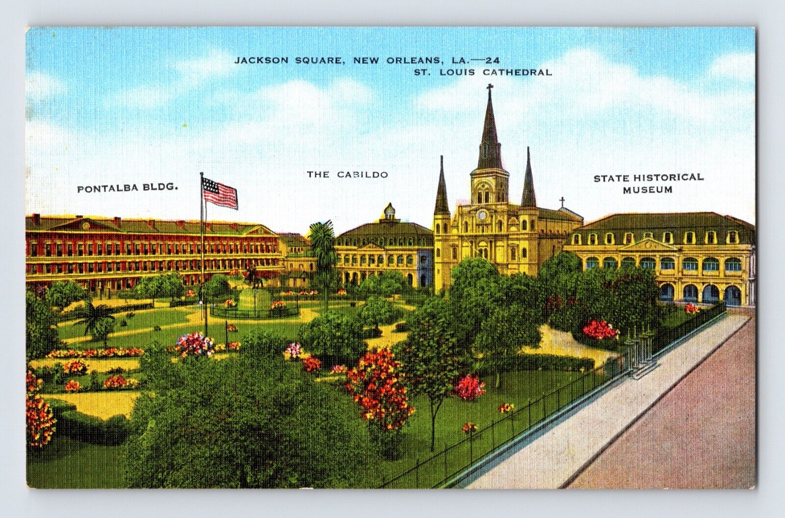 Postcard Louisiana New Orleans LA Jackson Square 1940s Unposted Linen