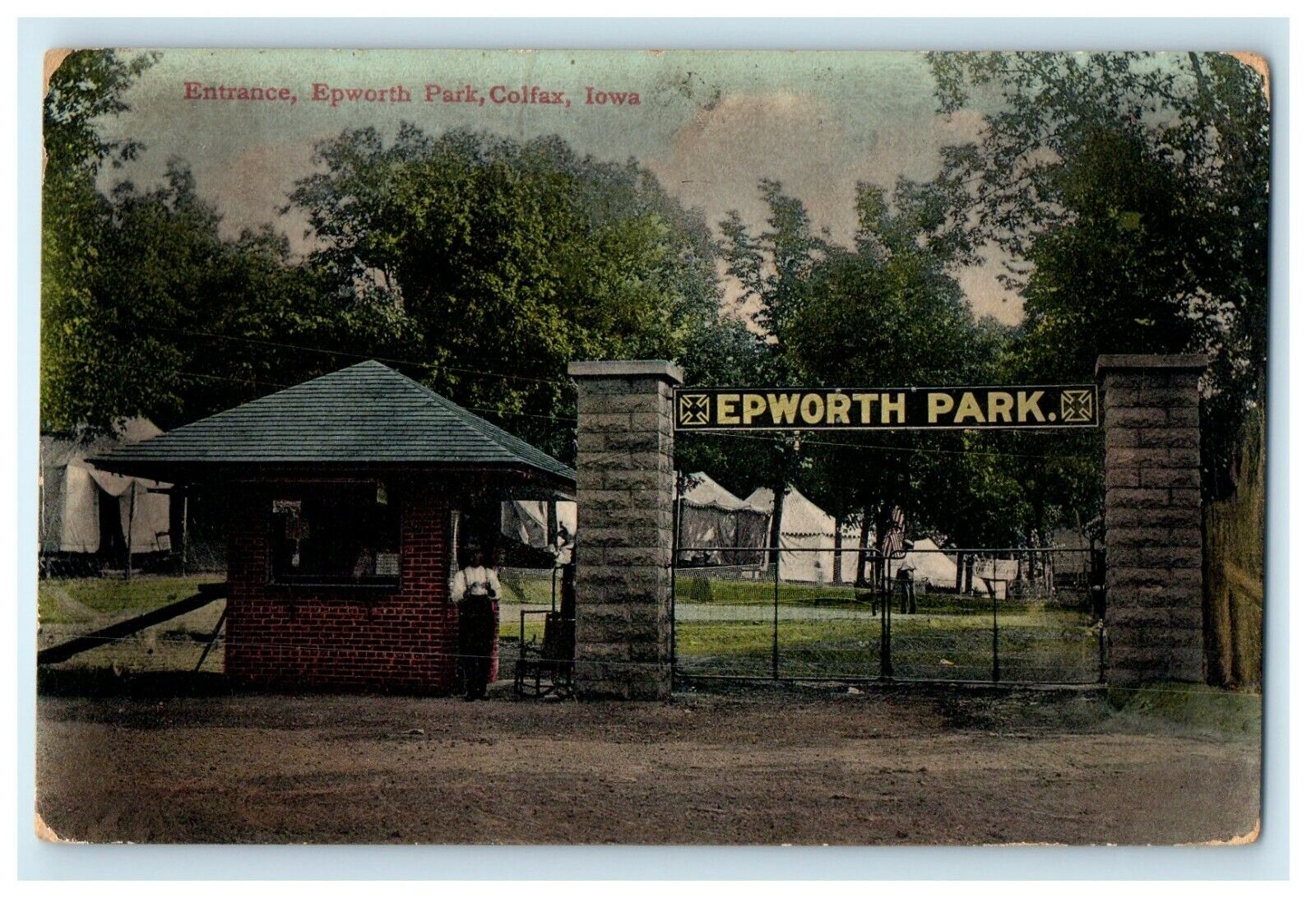 1909 Entrance Epworth Park Colfax Iowa IA Posted Antique Postcard