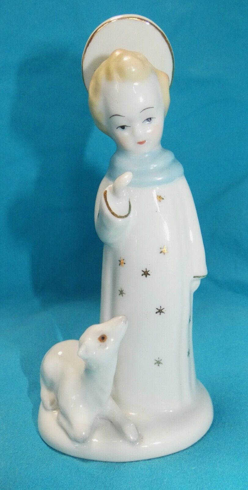 Vintage Porcelain Pastel Angel With Lamb Figurine 5 ½