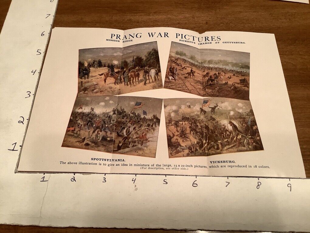 Vintage Original - early double sided paper, PRANG WAR PICTURES;  