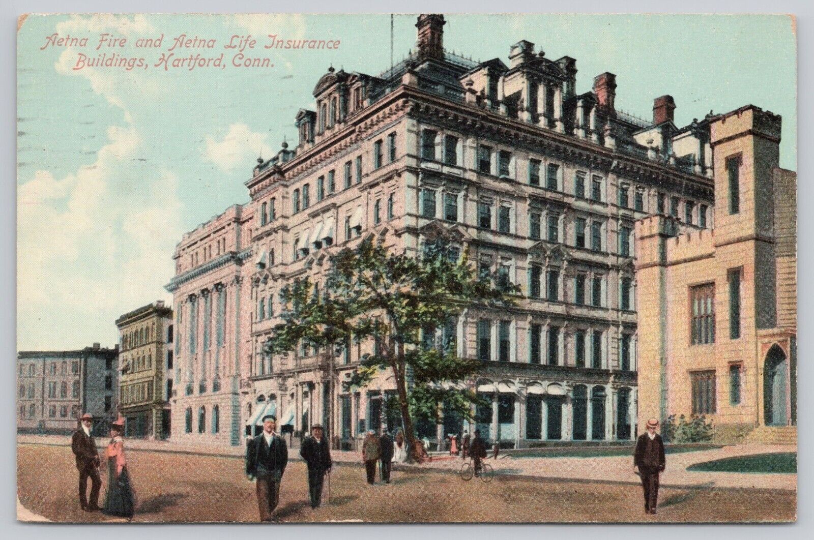 Aetna Fire Life Insurance Buildings Hartford Connecticut Antique Postcard c1910