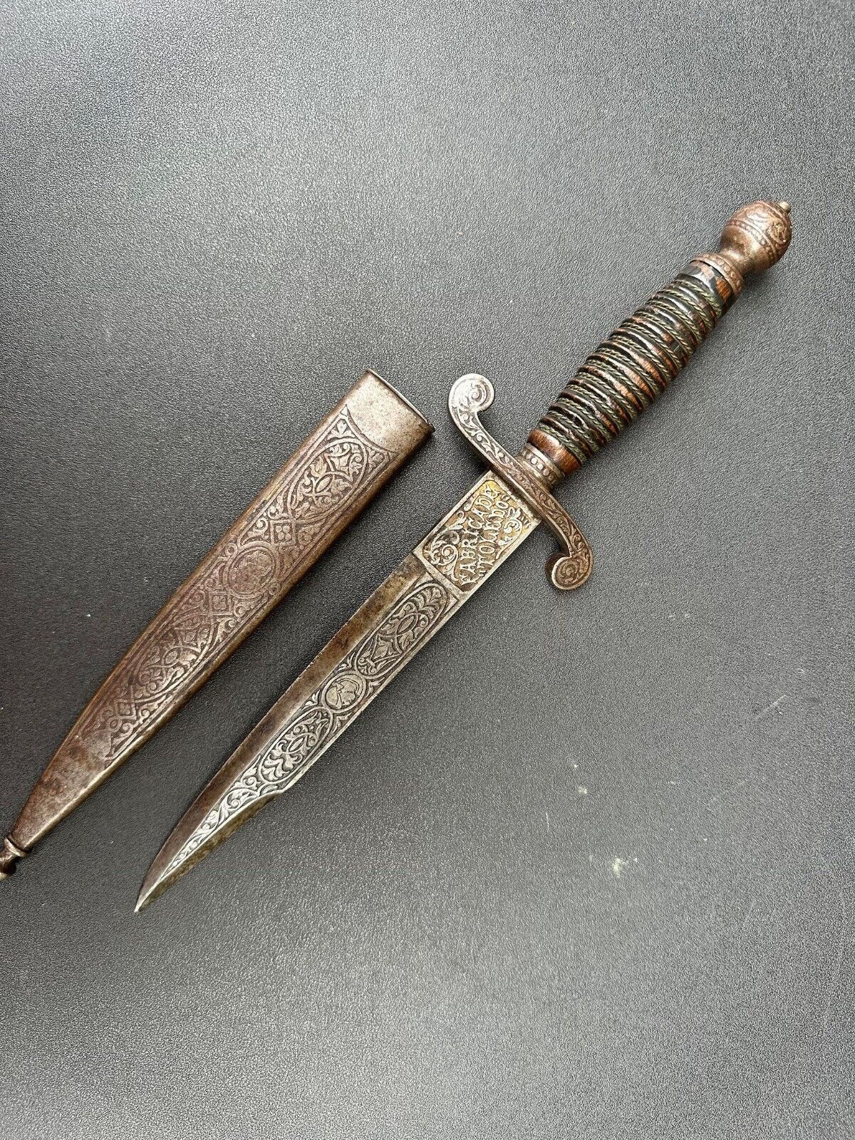 Superb 19th Century Toledo Spain Dagger - Steel - Traces of Gilding