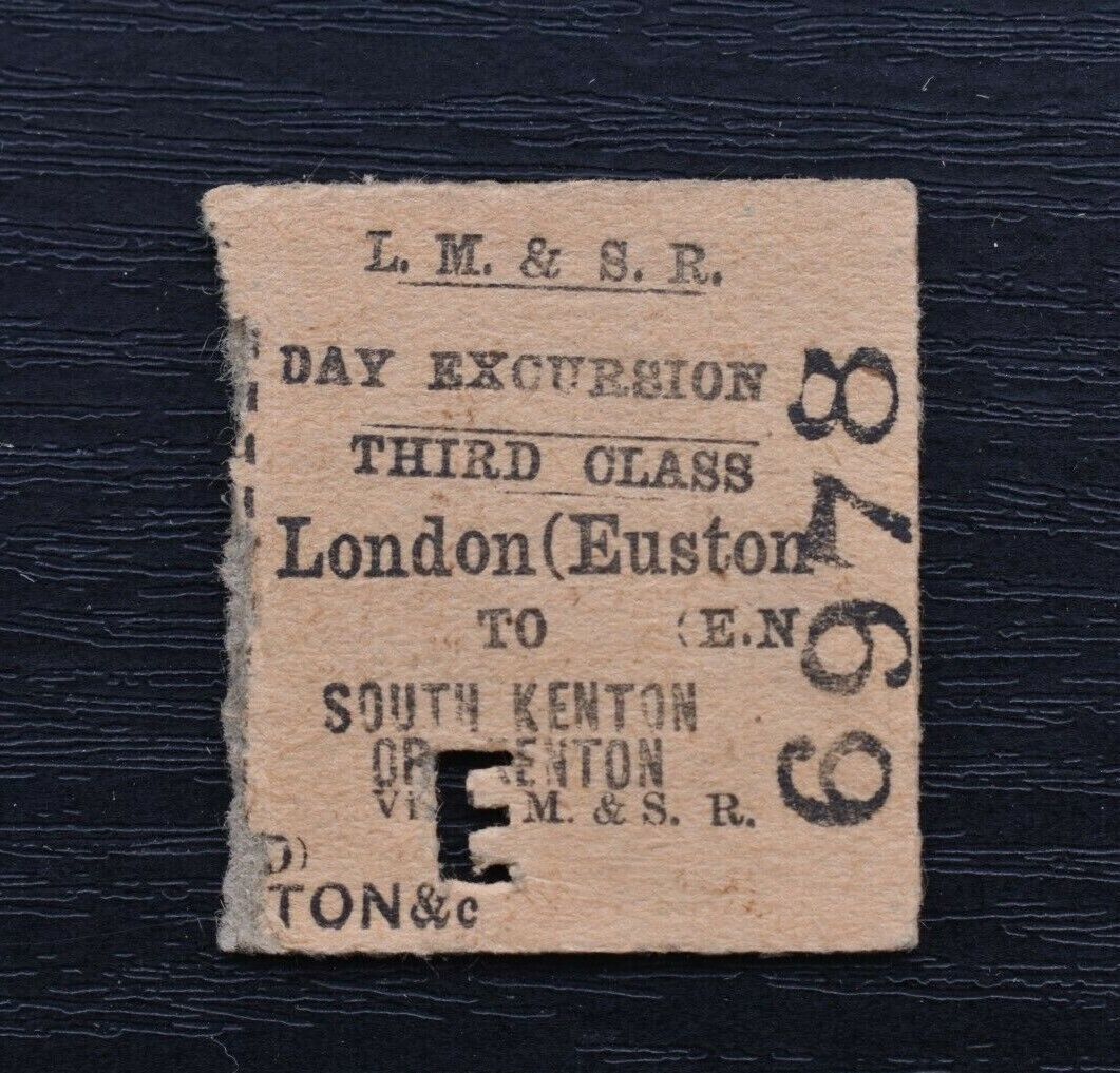 LM&SR Railway Ticket LONDON (Euston) to SOUTH KENTON No 6978 - AUG 35