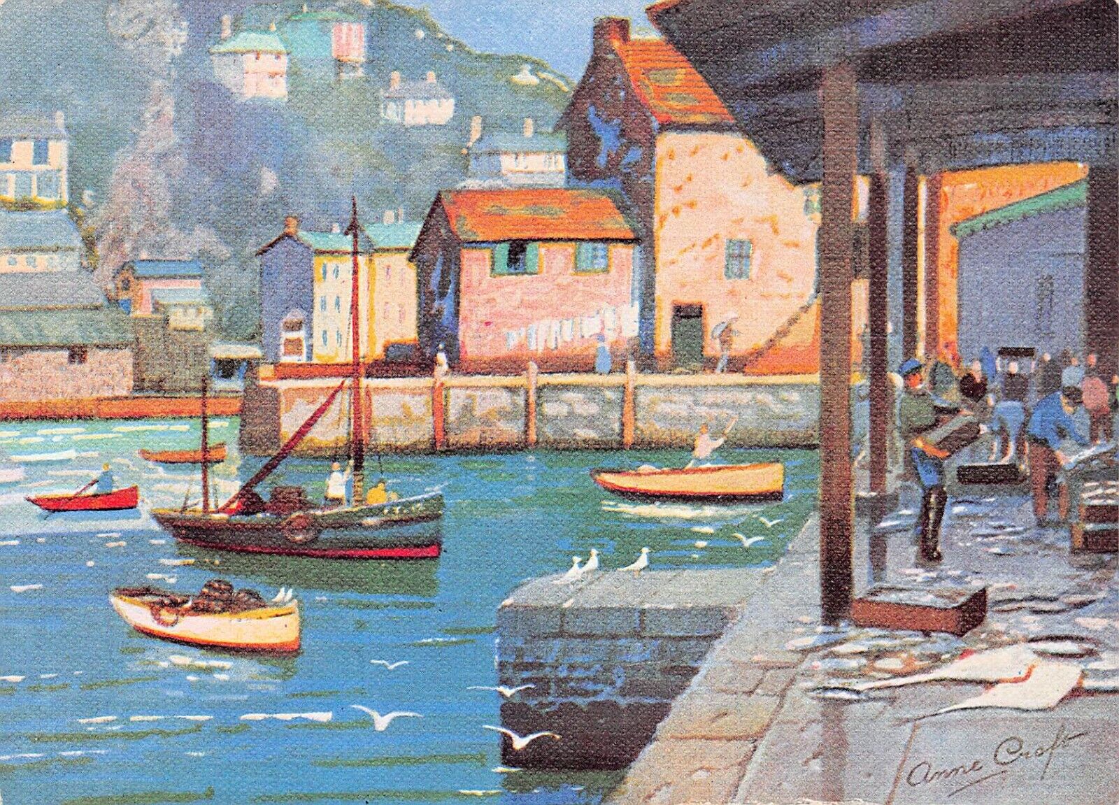 Polperro England Harbor Anne Croft Fish Quay Artist Museum 6x4 Postcard C18