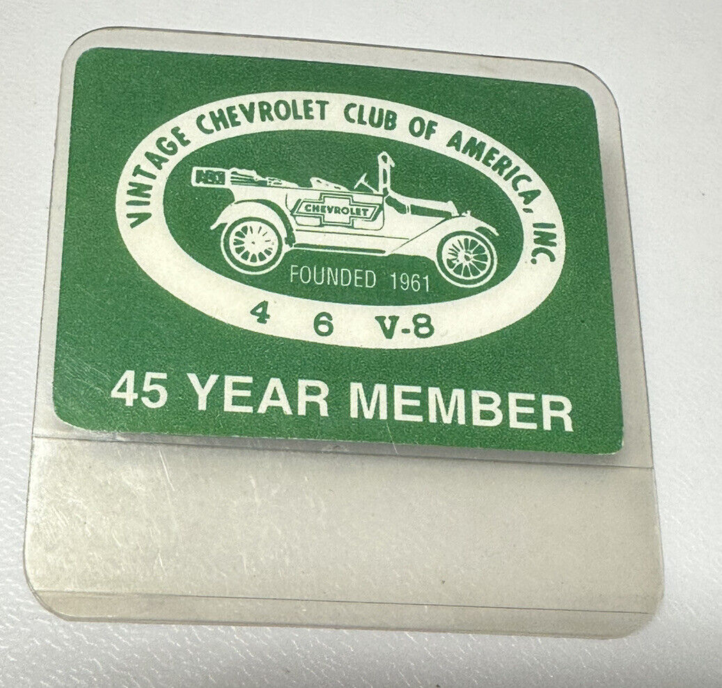 Vintage Chevrolet Club Of America 45 Year Member Car V-8 Auto Pin Pinback Button
