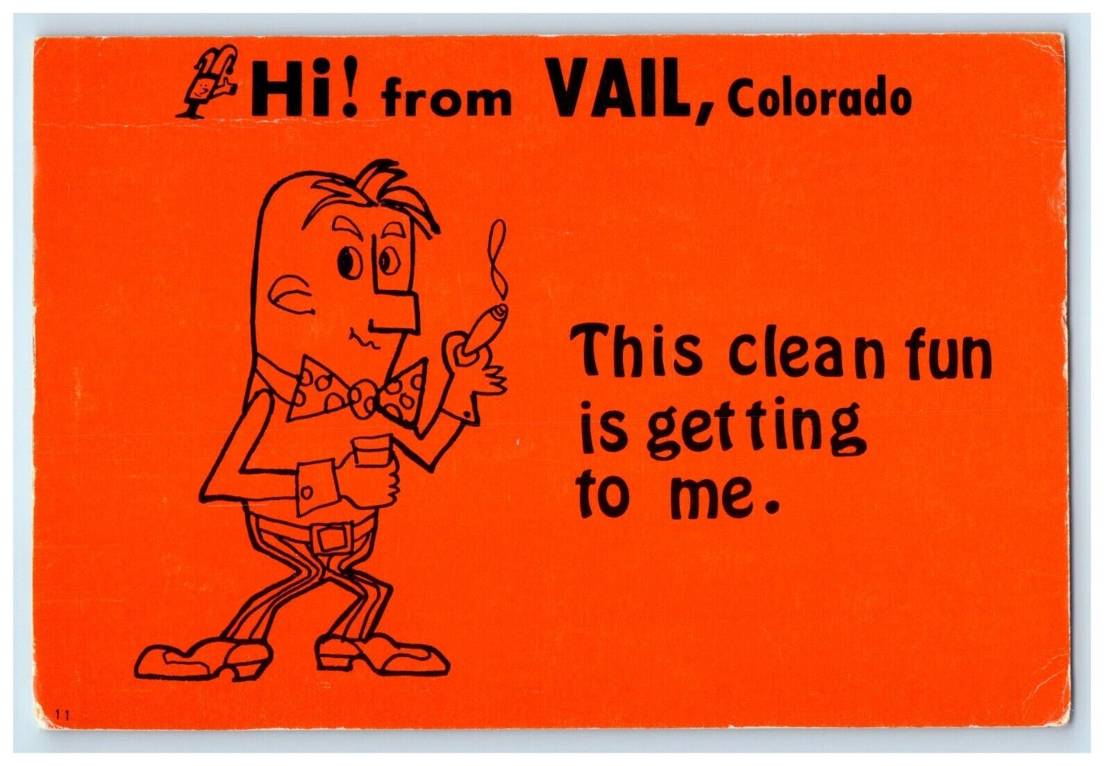 Hi From Vail Colorado CO, Banana Head Bow Tie Unposted Vintage Postcard