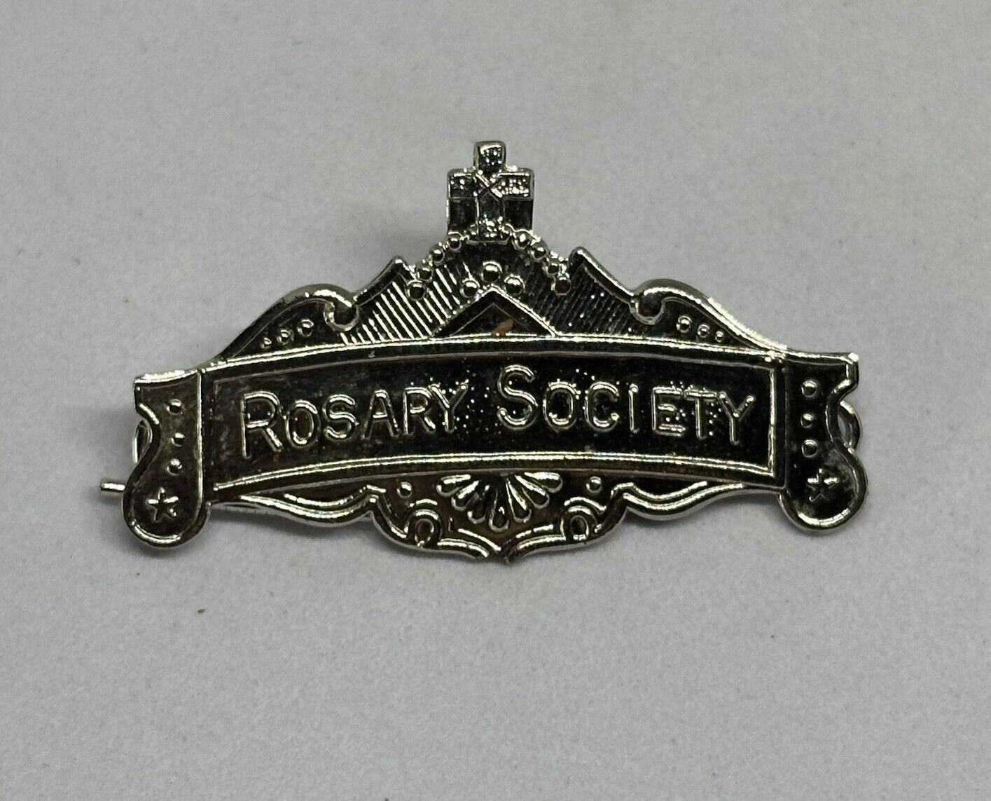 Vintage Rosary Society Medal Ribbon Holder Pin Brooch Without Any Ribbon/Medal