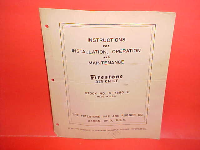 1942 FIRESTONE AIR CHIEF AUTO RADIO INSTALLATION & SERVICE MANUAL MODEL S-7350-2