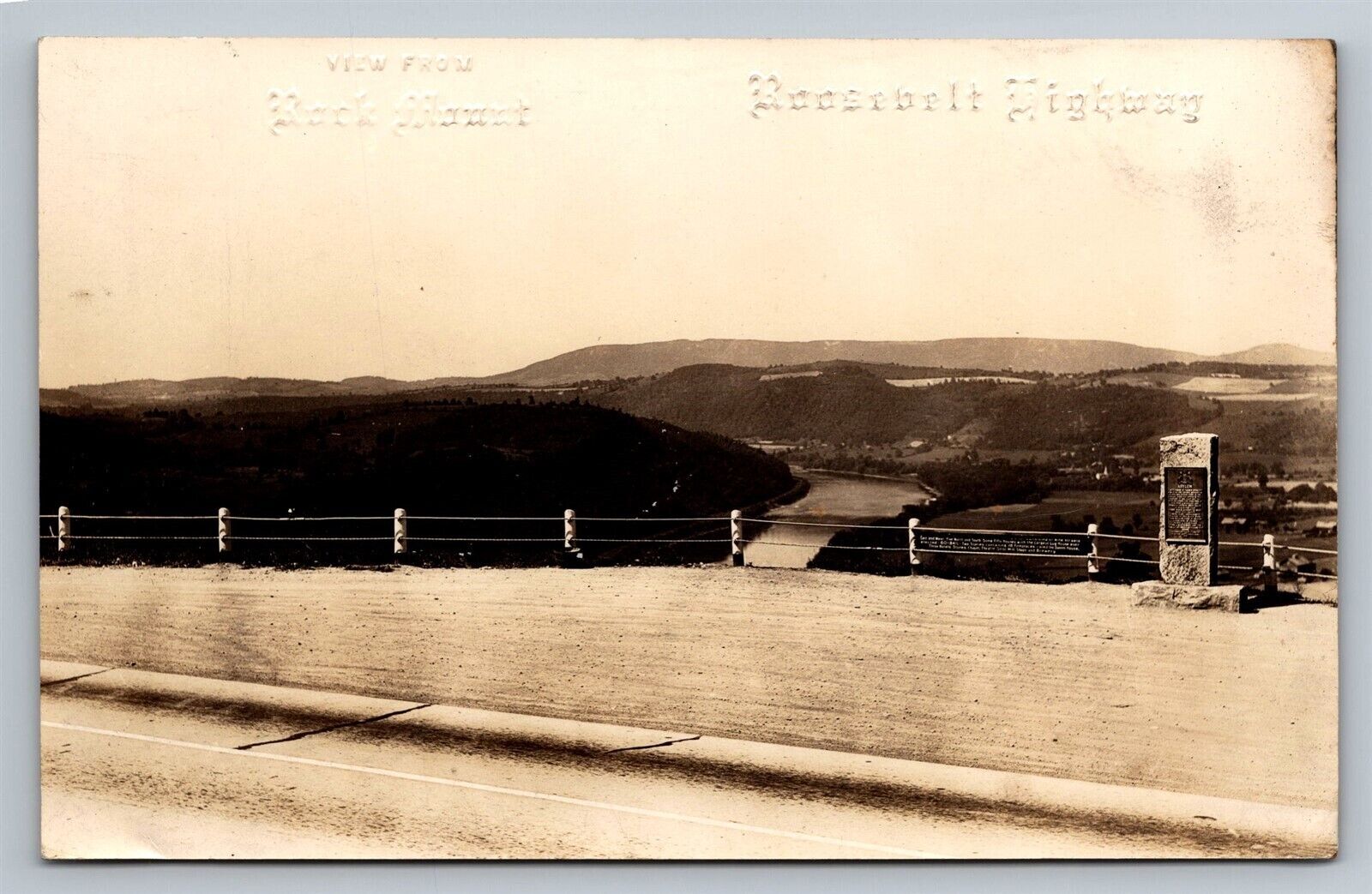 PA View from Rock Mount Roosevelt Highway Frenchtown Asylum Marker Vtg Postcard