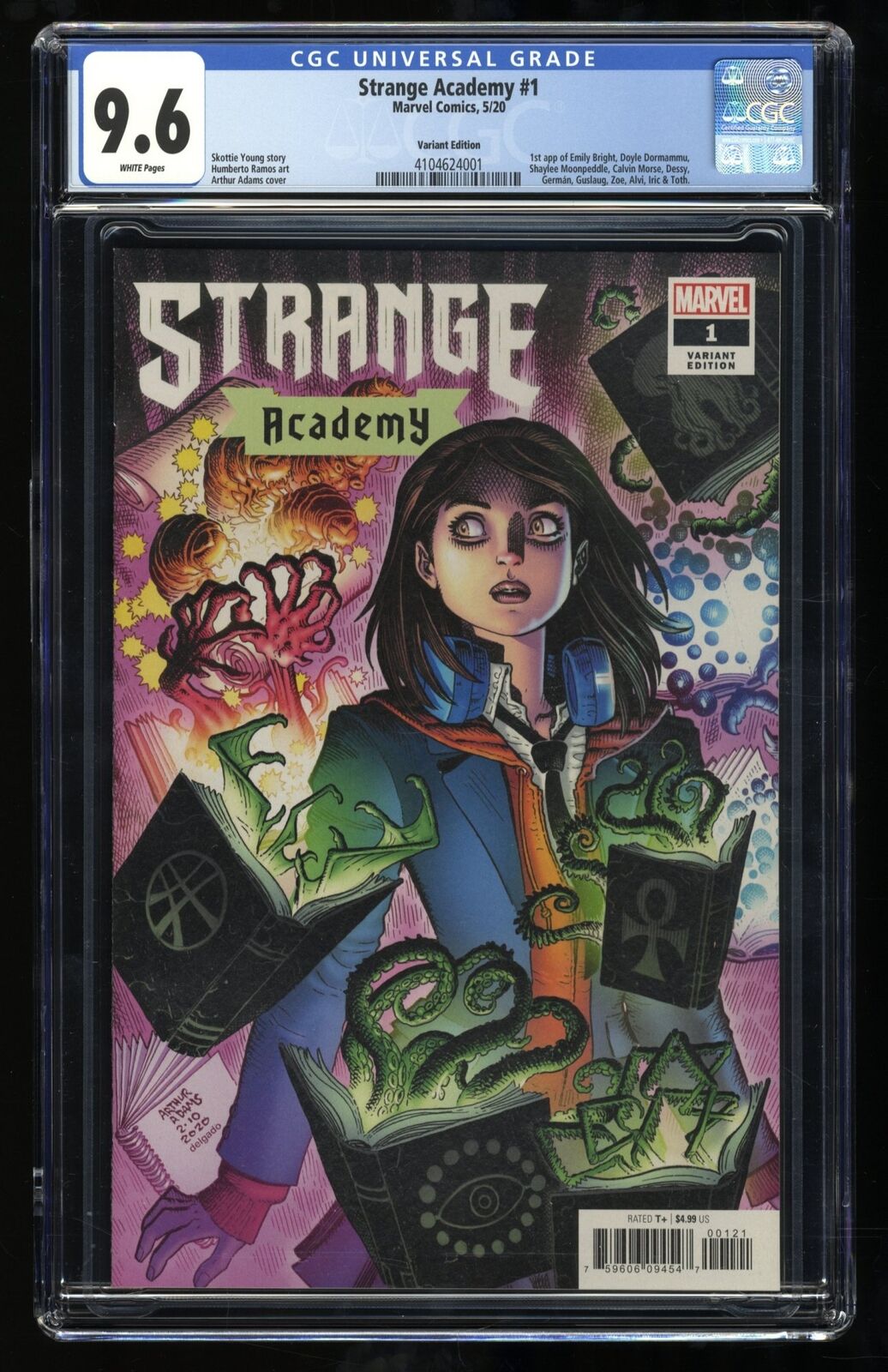 Strange Academy #1 CGC NM+ 9.6 White Pages Adams Variant 1st Emily Bright