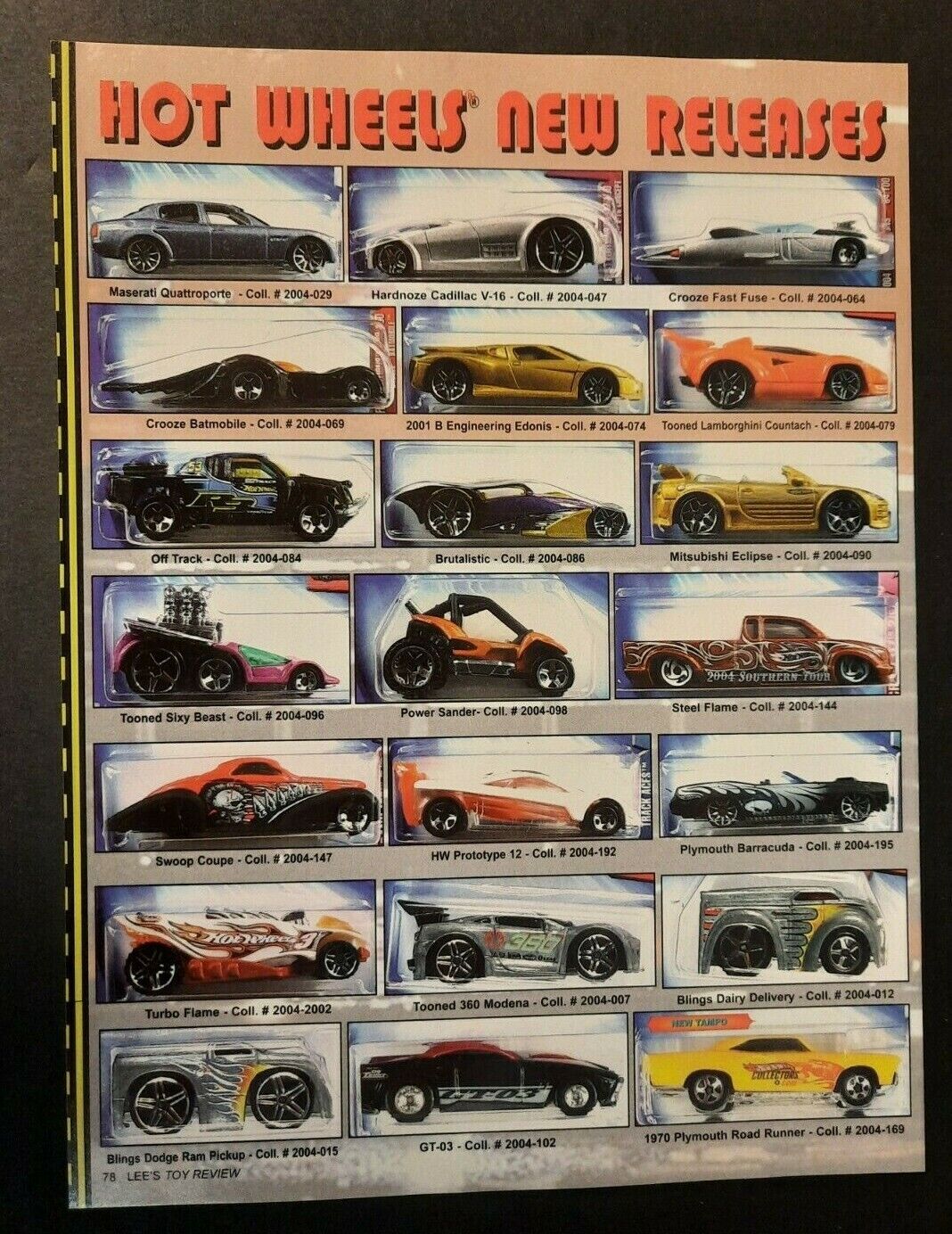 HOT WHEELS New Releases Preview Page ~ Vintage Magazine PRINT AD August 2004