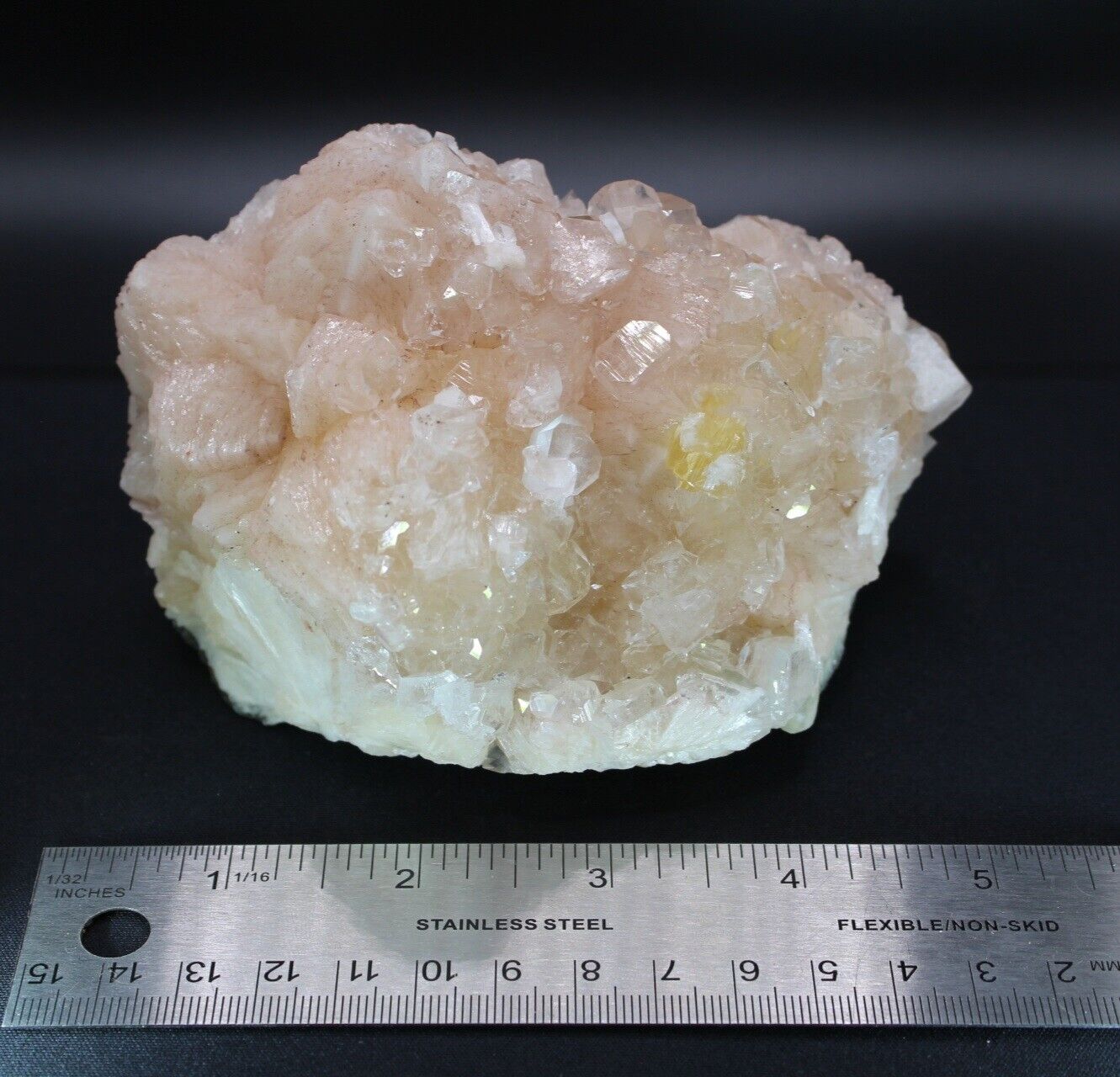 Yellow Powellite Clear Apophyllite Stilbite Matrix Crystal Big Rock Raw Mineral