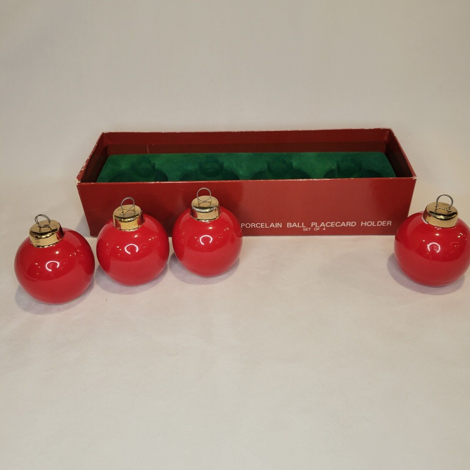 Dept 56 Porcelain Placecard Holder Ornaments 14k Gold Trim Set of 4 Christmas