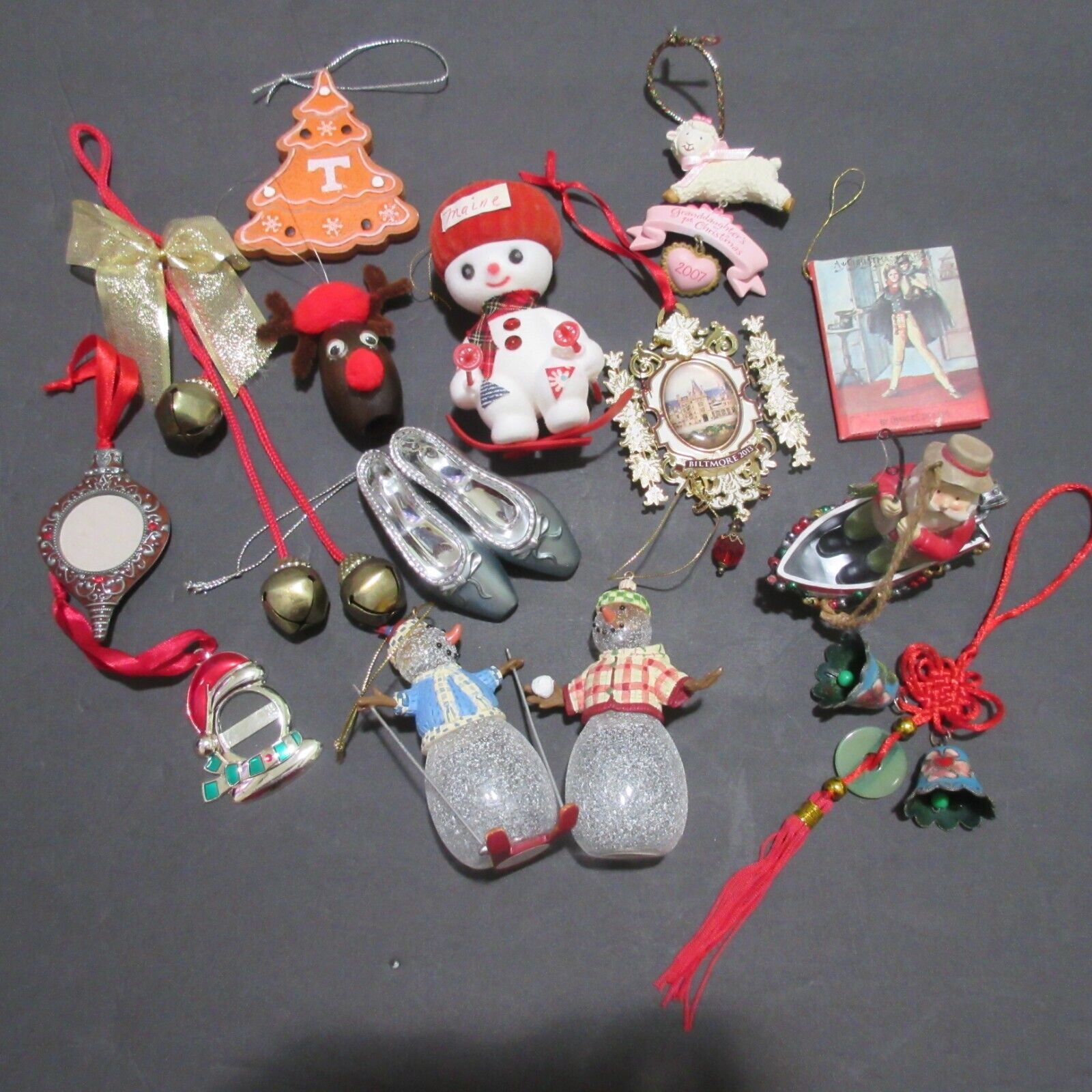Lot (14) Vtg Assorted Christmas Tree Ornaments Princess House Snowman Fisherman