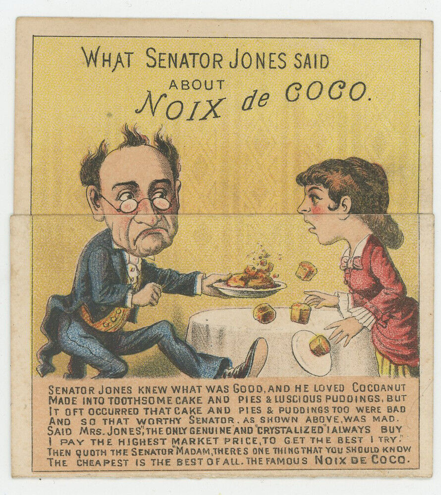 Metamorphic Before After Senator Jones Cocoanut Advocate 1880\'s Trade Card
