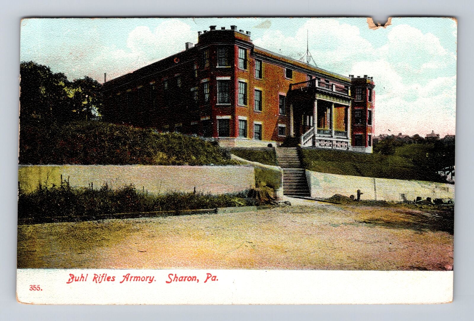 Sharon PA-Pennsylvania, Buhl Rifles Armory, Antique Vintage c1908 Postcard