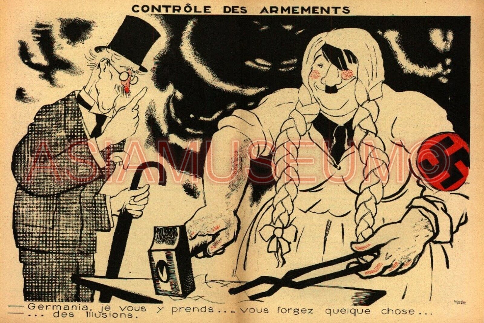 1942 WWii FRANCE FRENCH EUROPE D-DAY ALLIES COMIC WAR CRIME PROPAGANDA Postcard