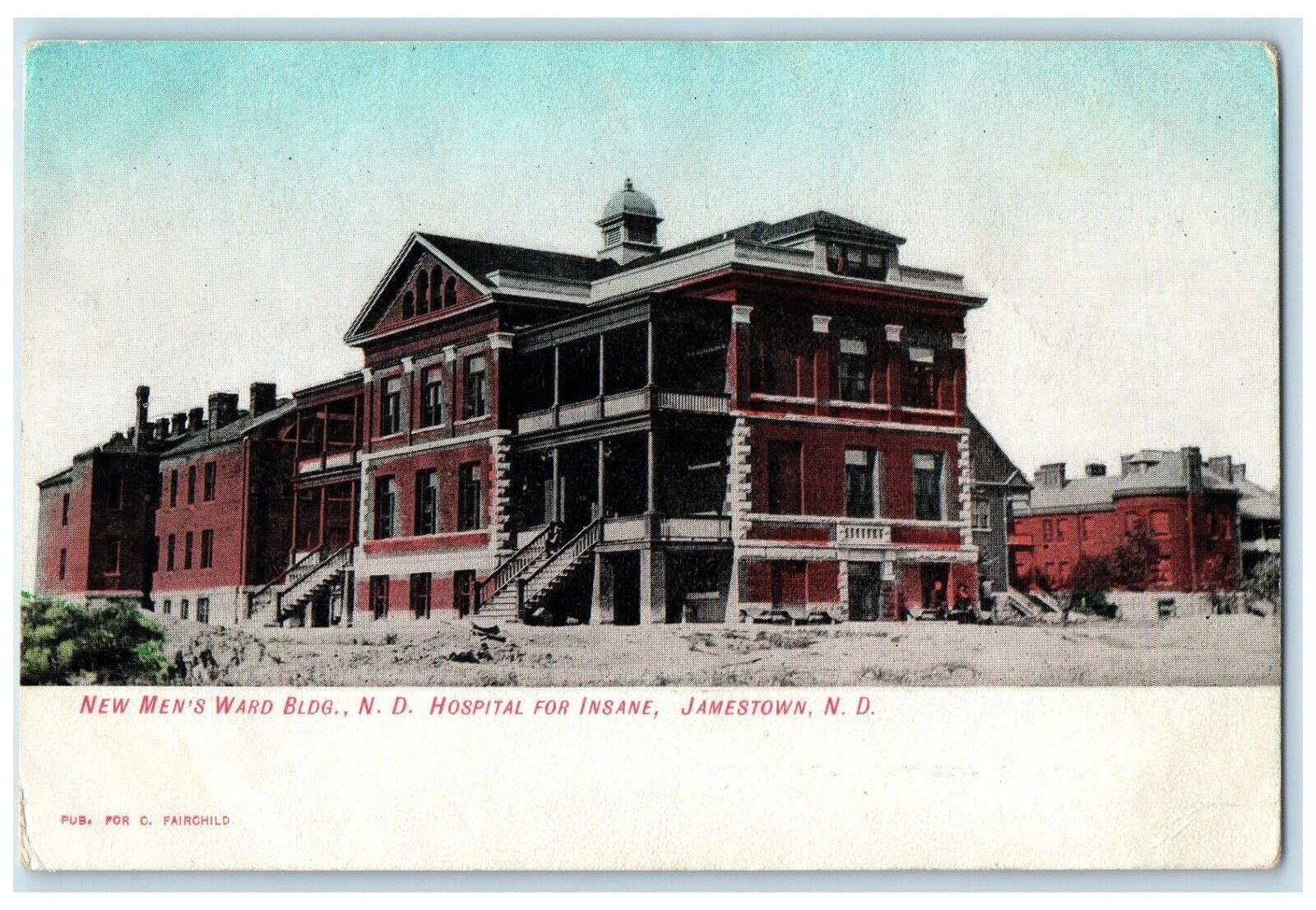 c1905 New Men's Ward Bldg. ND Hospital For Insane Jamestown ND Antique Postcard