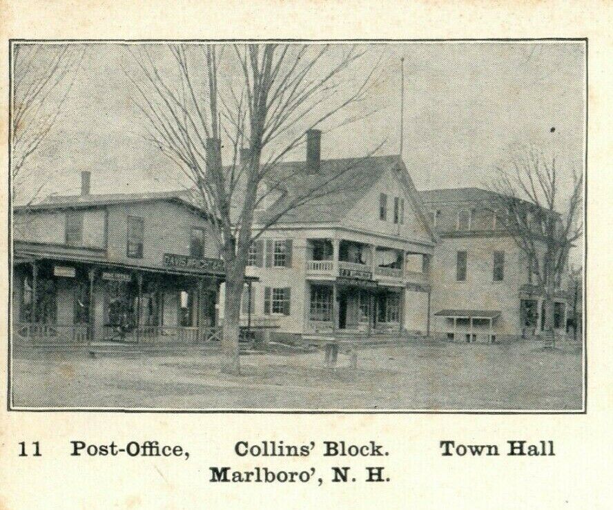 c1905 Post Office Collins Block Marlboro New Hampshire NH Antique Postcard