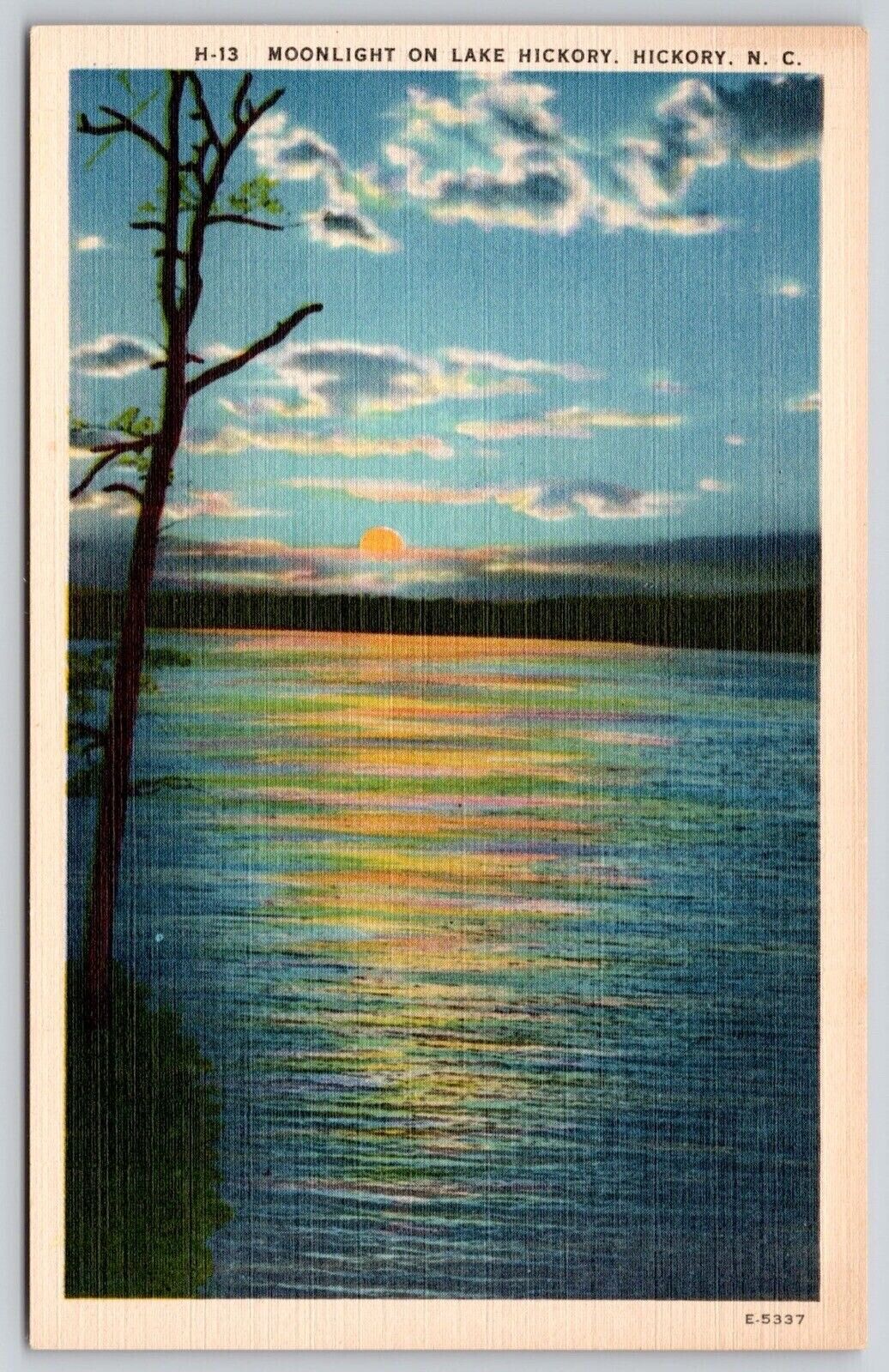 Moonlight Lake Hickory North Carolina Night Birds Eye View Lakefront Postcard