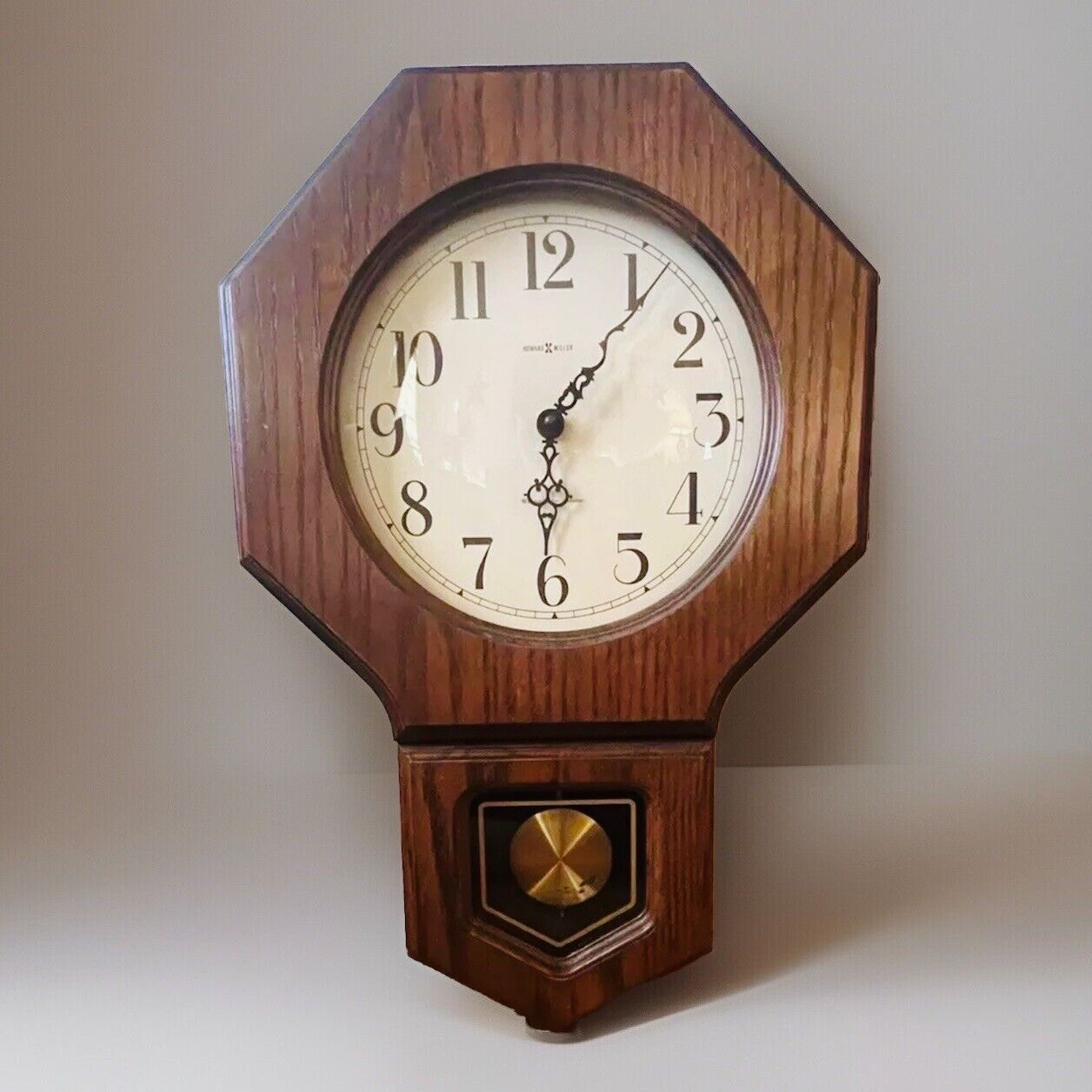 Vintage HOWARD MILLER 612-709 Octagon Drop Wall Clock Westminster Chime 21”